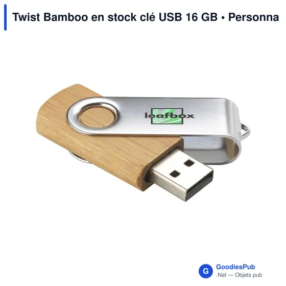 Clé USB personnalisable Twist Bamboo 16 Go avec logo - Image 3