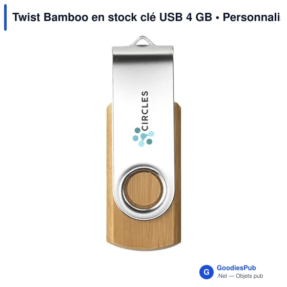 Clé USB personnalisable en bambou avec logo - Twist Bamboo - Image 1