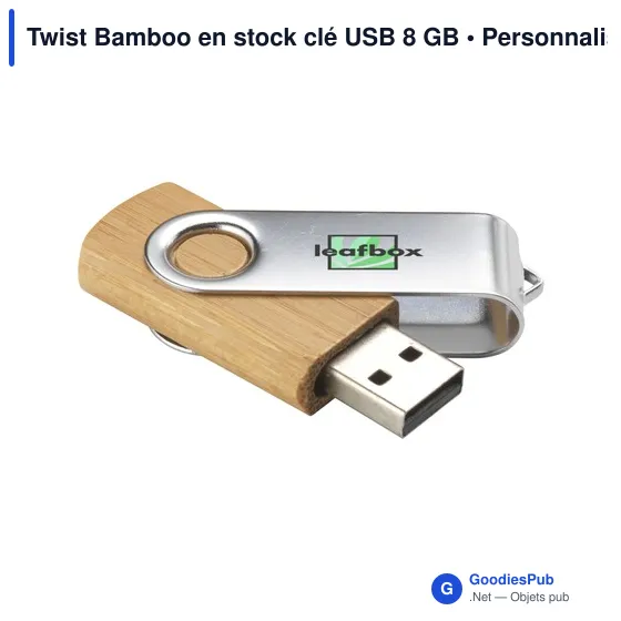 Clé USB personnalisable en bambou avec logo - Twist Bamboo 8 Go - Image 3