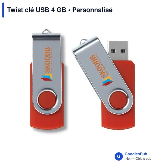 Clé USB personnalisable 4 Go avec logo - Twist - Image 1