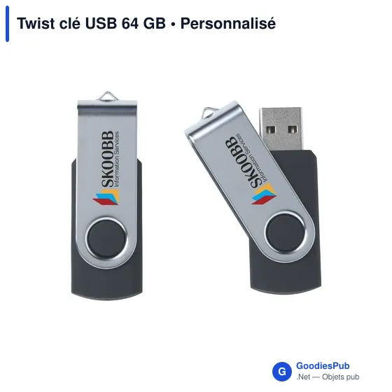 Clé USB personnalisable 64 Go avec logo - Twist - Image 5