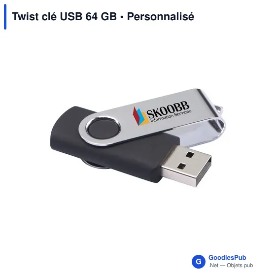 Clé USB personnalisable 64 Go avec logo - Twist - Image 6