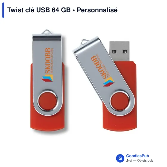 Clé USB personnalisable 64 Go avec logo - Twist - Image 9