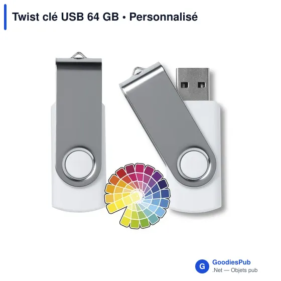 Clé USB personnalisable 64 Go avec logo - Twist - Image 1