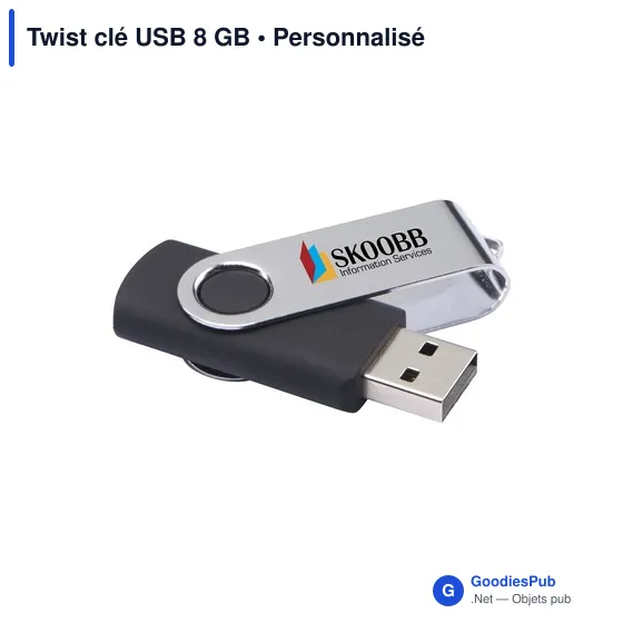 Clé USB personnalisable 8 Go avec logo - Twist - Image 2