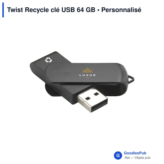Clé USB personnalisable Twist Recycle 64 Go avec logo - Image 3
