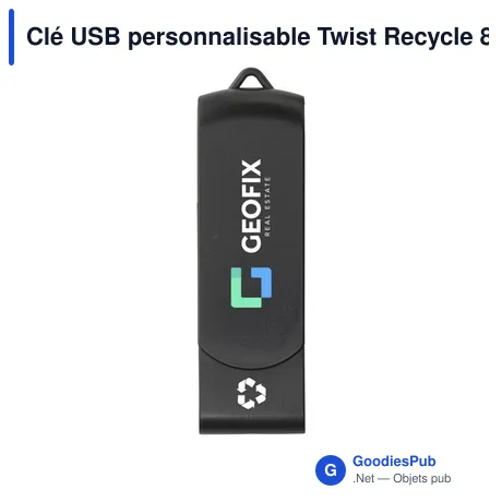 Clé USB personnalisable Twist Recycle 8 Go avec logo