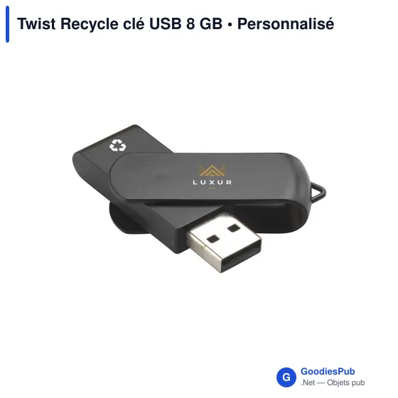 Clé USB personnalisable Twist Recycle 8 Go avec logo - Image 3