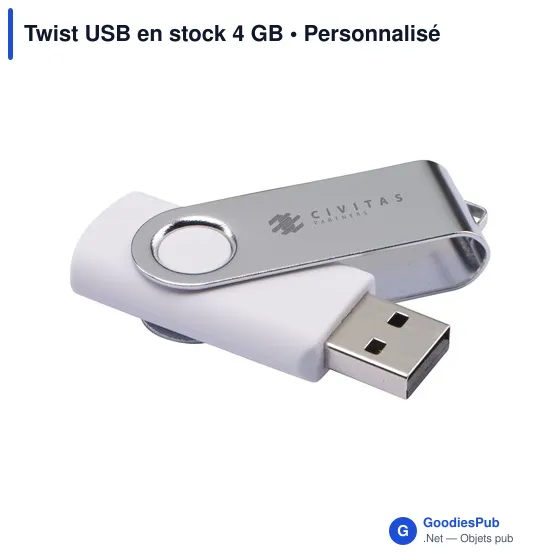 Clé USB personnalisable 4 Go avec logo - Twist USB - Image 2