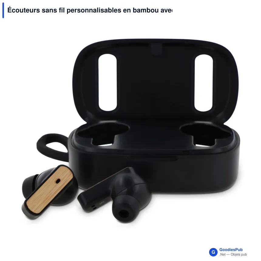 Écouteurs sans fil personnalisables en bambou avec logo - TWS Bamboo - Image 2