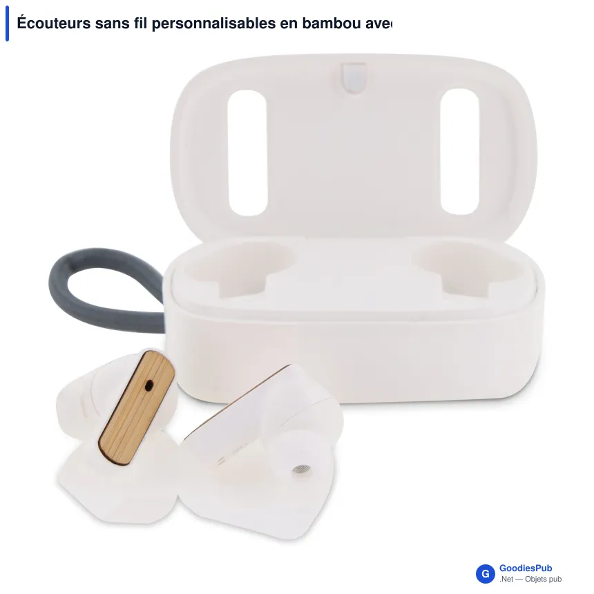 Écouteurs sans fil personnalisables en bambou avec logo - TWS Bamboo - Image 3
