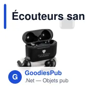 Écouteurs sans fil TWS personnalisables noirs avec logo - Sport - Miniature 1