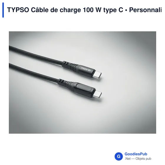 Câble de charge personnalisable TYPSO 100 W avec logo - Image 2