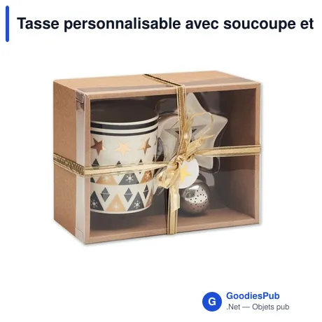 Tasse personnalisable avec soucoupe et infuseur - UNIQUEavec logo