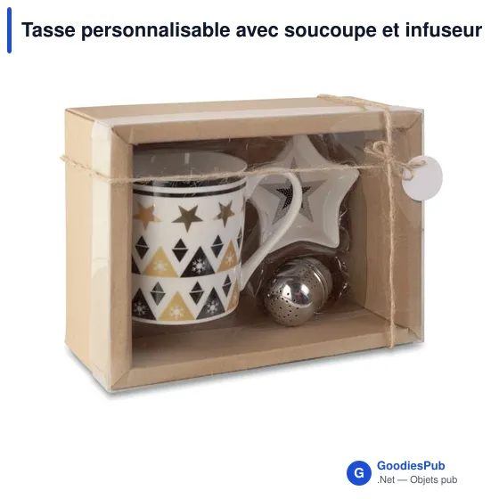 Tasse personnalisable avec soucoupe et infuseur - UNIQUEavec logo - Image 2