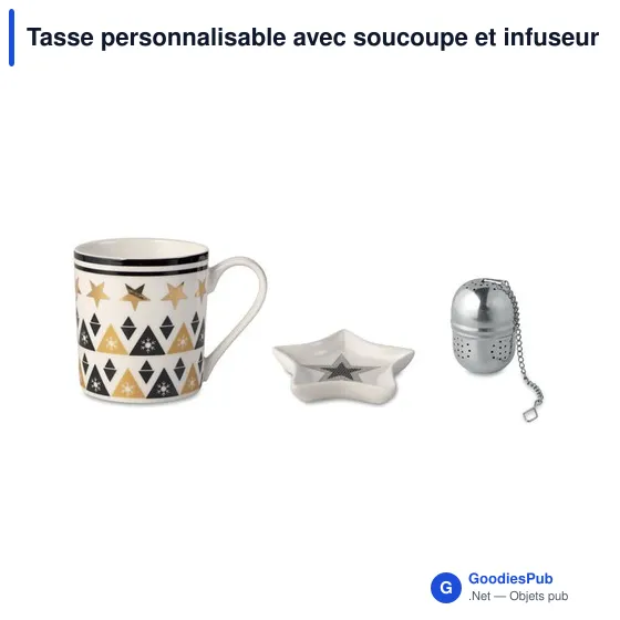 Tasse personnalisable avec soucoupe et infuseur - UNIQUEavec logo - Image 3