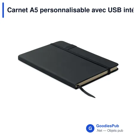 Carnet A5 personnalisable avec USB intégrée pour logo - USBNOTE