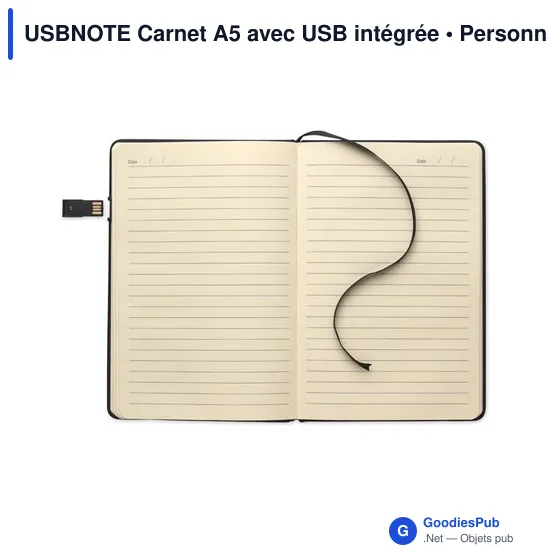 Carnet A5 personnalisable avec USB intégrée pour logo - USBNOTE - Image 2