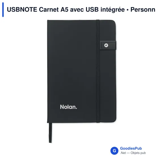 Carnet A5 personnalisable avec USB intégrée pour logo - USBNOTE - Image 3