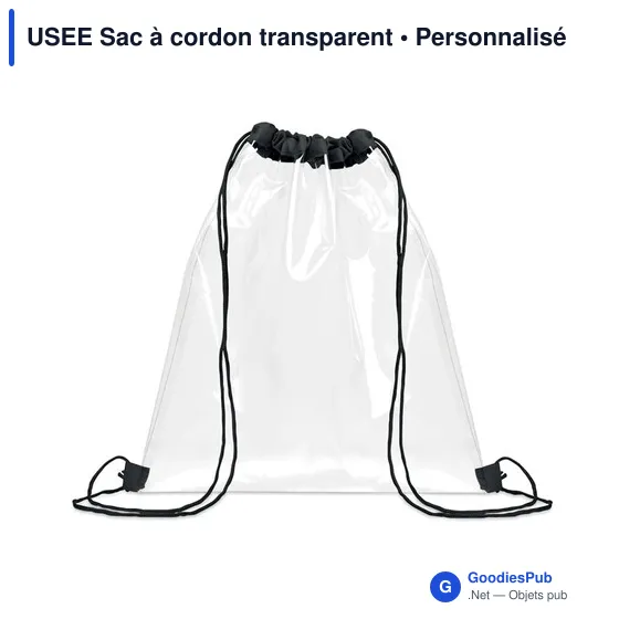 Sac à cordon personnalisable USEE pour logo - Transparent - Image 11