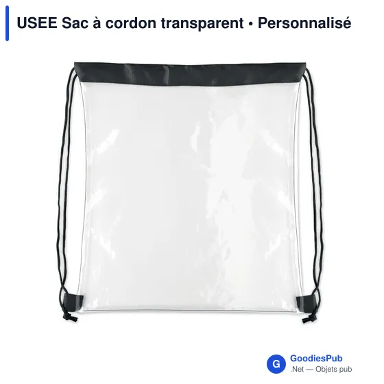 Sac à cordon personnalisable USEE pour logo - Transparent - Image 12