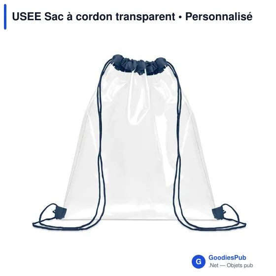 Sac à cordon personnalisable USEE pour logo - Transparent - Image 6