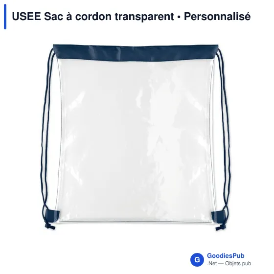 Sac à cordon personnalisable USEE pour logo - Transparent - Image 7