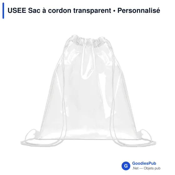 Sac à cordon personnalisable USEE pour logo - Transparent - Image 9