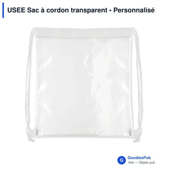 Sac à cordon personnalisable USEE pour logo - Transparent - Image 10