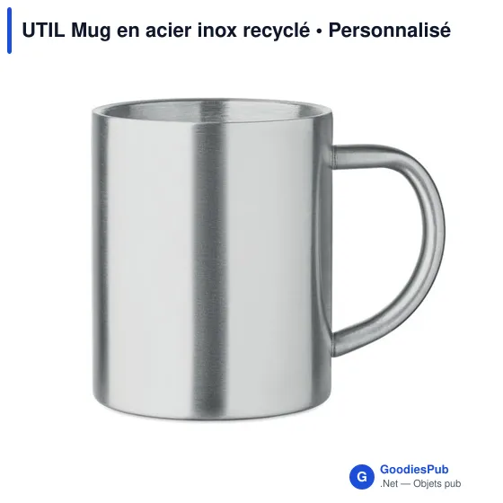 Mug en acier inox recyclé personnalisable avec logo - UTIL - Image 1