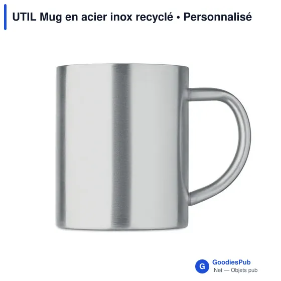 Mug en acier inox recyclé personnalisable avec logo - UTIL - Image 2