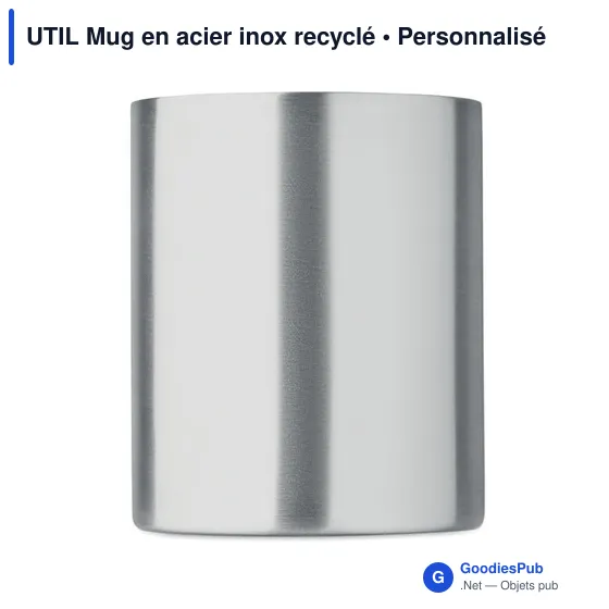 Mug en acier inox recyclé personnalisable avec logo - UTIL - Image 3
