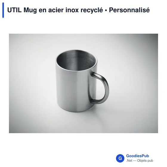 Mug en acier inox recyclé personnalisable avec logo - UTIL - Image 4
