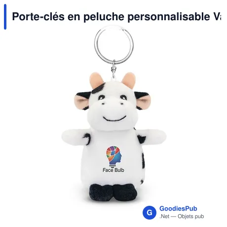 Porte-clés en peluche personnalisable Vache Cowie avec logo