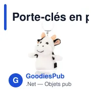 Porte-clés en peluche personnalisable Vache Cowie avec logo - Miniature 2