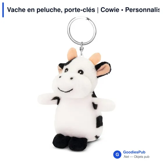 Porte-clés en peluche personnalisable Vache Cowie avec logo - Image 2