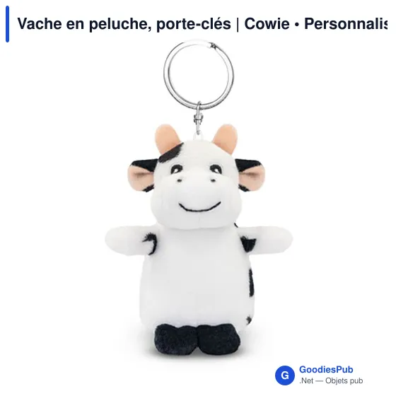 Porte-clés en peluche personnalisable Vache Cowie avec logo - Image 3