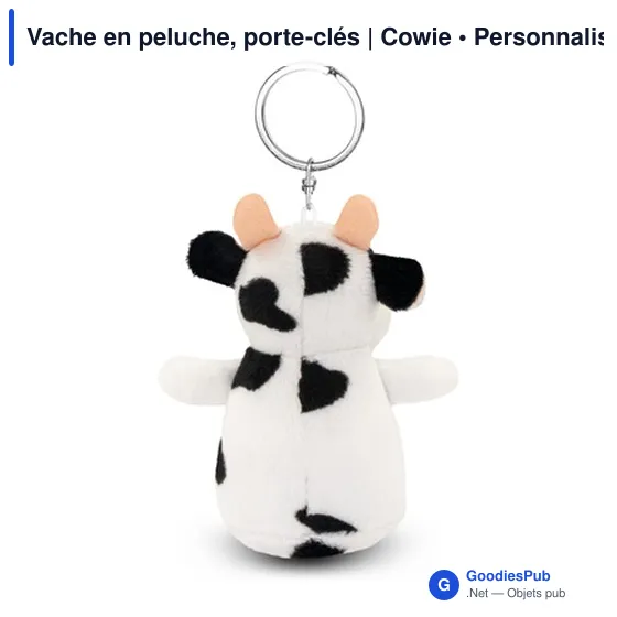 Porte-clés en peluche personnalisable Vache Cowie avec logo - Image 4