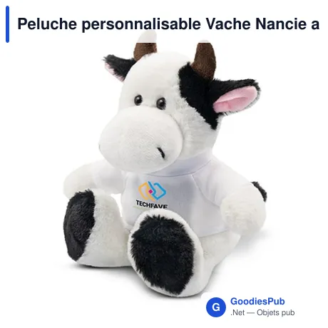Peluche personnalisable Vache Nancie avec T-shirt pour logo