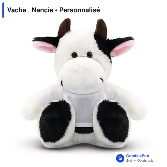 Peluche personnalisable Vache Nancie avec T-shirt pour logo - Image 3