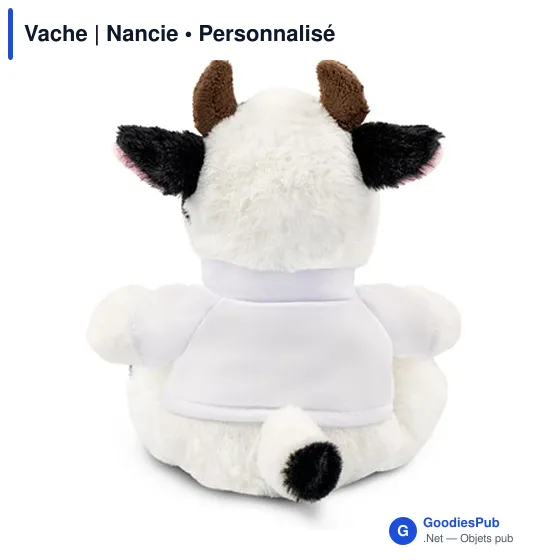 Peluche personnalisable Vache Nancie avec T-shirt pour logo - Image 4