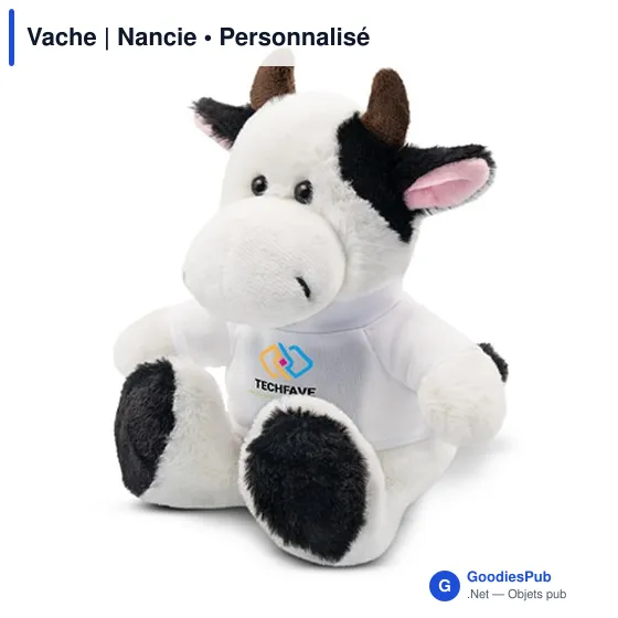 Peluche personnalisable Vache Nancie avec T-shirt pour logo - Image 5