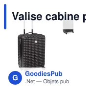 Valise cabine personnalisable 18 pouces en ABS avec logo - Cabine noire - Miniature 1