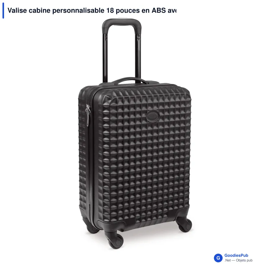 Valise cabine personnalisable 18 pouces en ABS avec logo - Cabine noire - Image 2