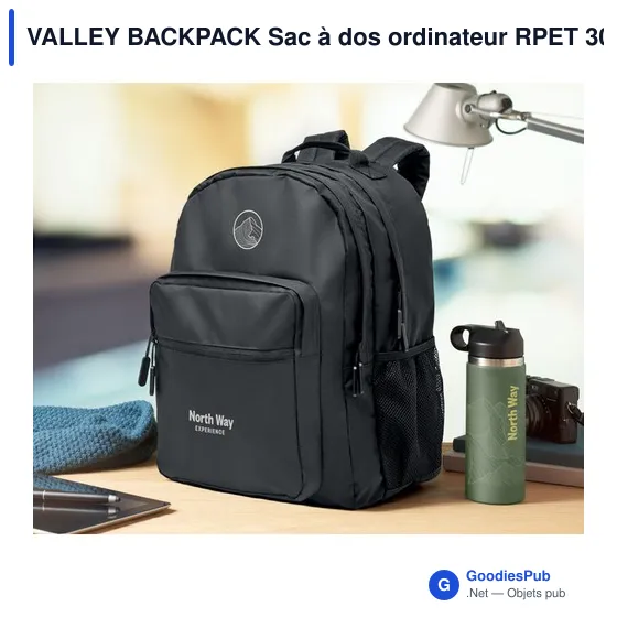 VALLEY BACKPACK Sac à dos ordinateur RPET 300D - Image 6