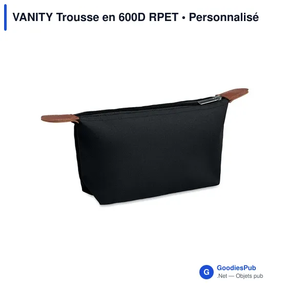 Trousse de toilette personnalisable en 600D RPET avec logo - Image 1