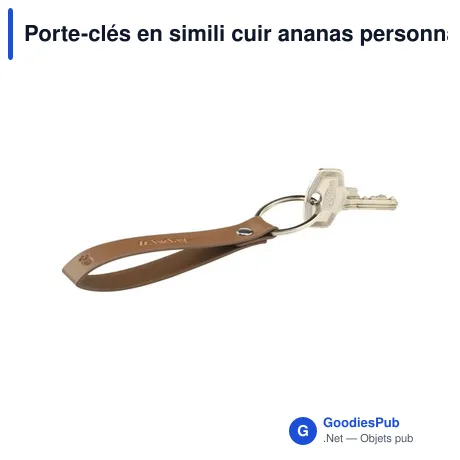 Porte-clés en simili cuir ananas personnalisable avec logo