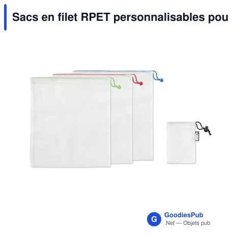 Sacs en filet RPET personnalisables pour objets publicitairesavec logo
