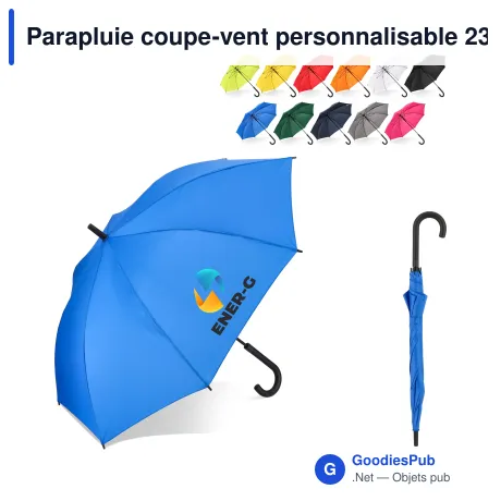 Parapluie coupe-vent personnalisable 23 pouces poignée crochet avec logo - Verdure