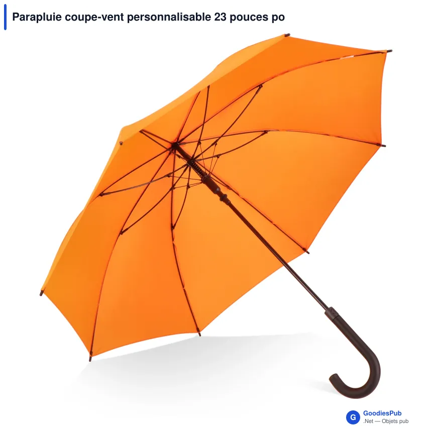 Parapluie coupe-vent personnalisable 23 pouces poignée crochet avec logo - Verdure - Image 2